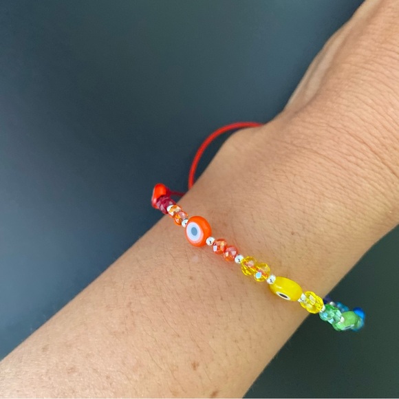 925 Sterling Silver Red Thread Eye Adjustable Bracelet Good Luck Pulsera - Picture 3 of 14